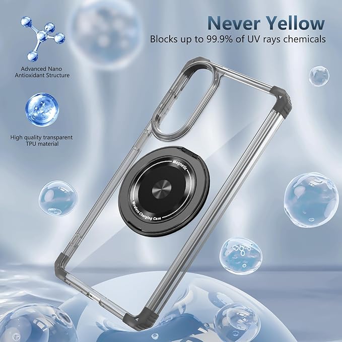 for Samsung Galaxy S25 Edge Case Compatible with MagSafe Magnetic,with Screen Protector,with Kickstand Ring Military Grade Drop Heavy Duty Protection Shockproof for S25 Edge Phone Case Black