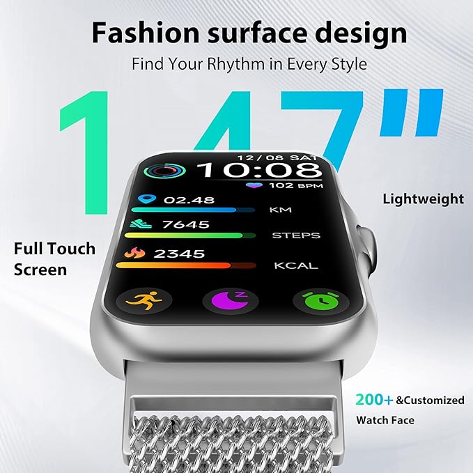 Fitness Tracker with 24/7 Continuous Heart Rate, Blood Oxygen Monitor, Smart Watch with Sleep Monitor, IP68 Waterproof Activity Tracker Step Counter for Women Men