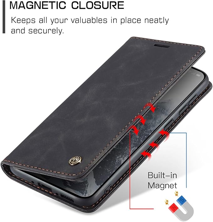 for OnePlus 13 Case, Flip Wallet Leather Case with Card Holder Magnetic Closure Shockproof Kickstand Protective Phone Cases Cover for OnePlus 13, Black