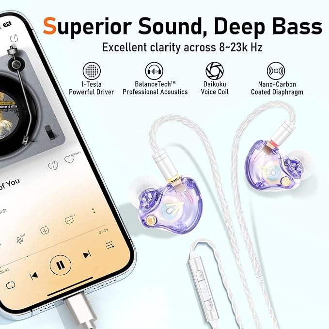Vibes 202MC USB-C Wired Earbuds - HiFi in Ear Monitor Headphones - Noise Isolating Ear Buds w/ Mic - Clear Sound, Deep Bass & Comfort-Fit Earphones - MMCX to USBC, Silver Plated Cord, Carrying Case