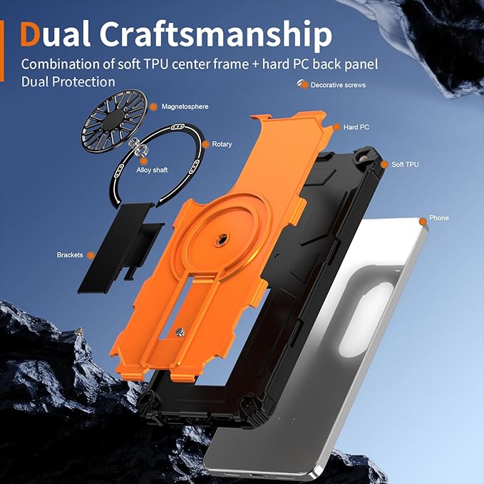 Magnetic Case for Galaxy S25 Edge, [Compatible with Mag-Safe] Shockproof Protective Cover Case for Samsung Galaxy S25 Edge Orange