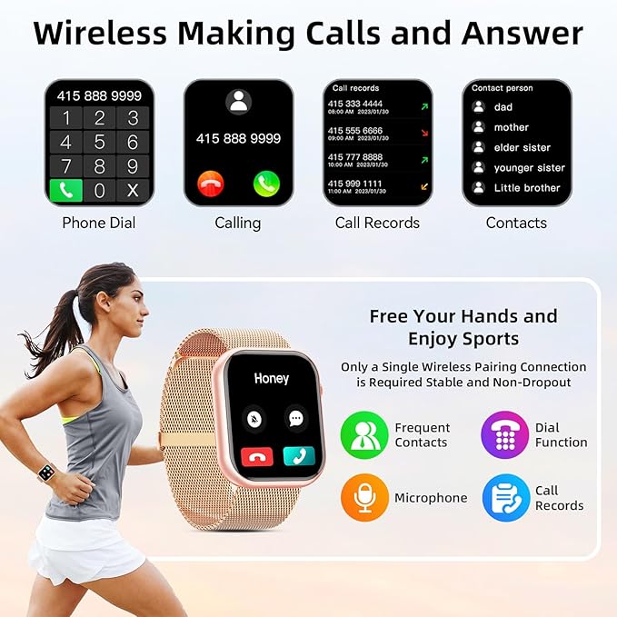Hwagol Smart Watch (Answer/Make Call) 1.85inch Fitness Tracker, DIY Dials/Pedometer/Calories/Multiple Sport Modes/Voice Assistant, Smart Watches for Men Women Android iOS Phones