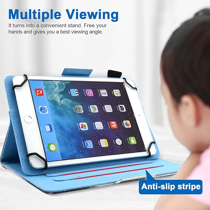 JZCreater 10 Inch Tablet Case, Universal 10 10.1 Inch Android Tablet Cover, Multi-Angle Viewing Stand Case for 9.5-10.5 Inch Tablet, GR-Blue Marble