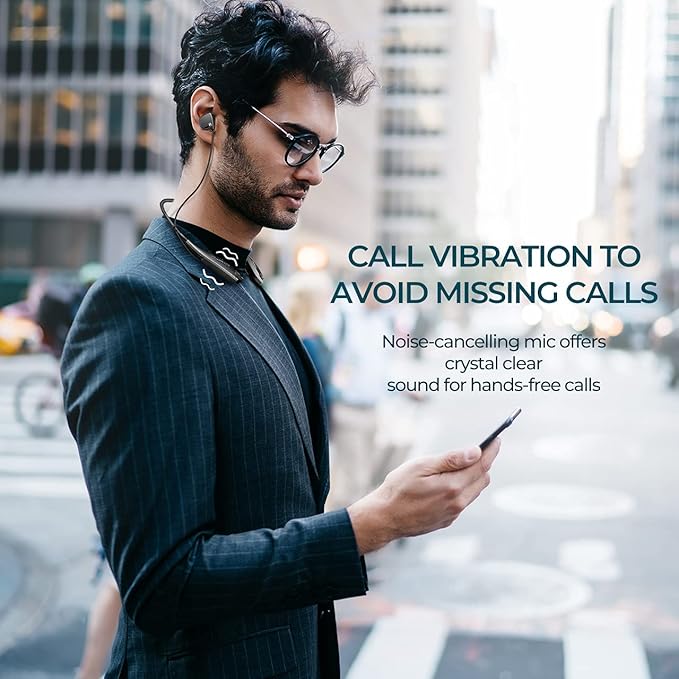 Redzoo Neckband Headphones, Around The Neck Bluetooth Headphones w/Noise Cancelling Microphone, Bluetooth Headset w/ 22hrs Playtime, Neck Earphones Stereo Bass, for Music, Conference, Video, Call