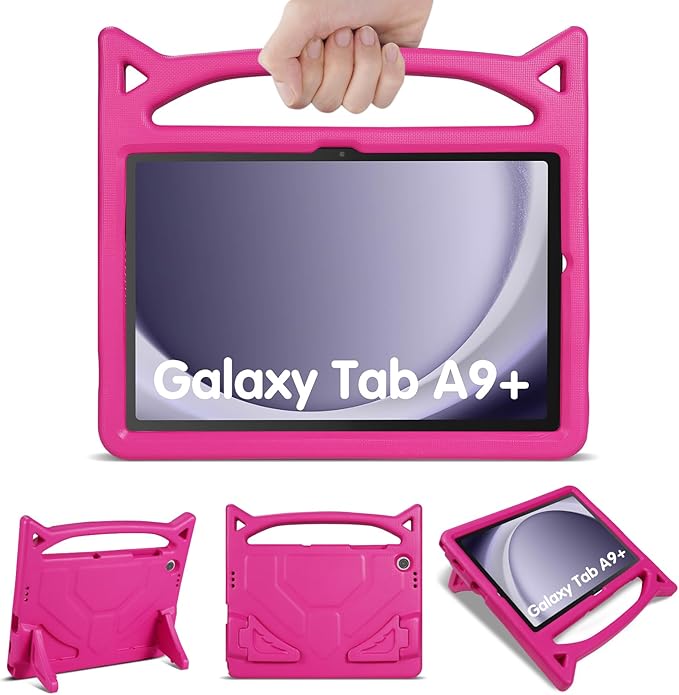 Kids Case for Samsung Galaxy Tab A9 Plus 11inch 2023, Lightweight Durable Shockproof Samsung Galaxy Tab A9+ Cover with Handle,Build-in Kickstand for Kids (Pink)