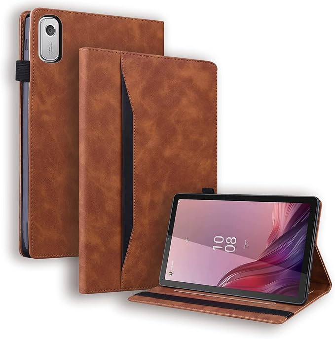 Case for Lenovo Tab M9 HD (9.0 inch) TB-310FU Tablet Premium PU Leather Protective Case Folio Flip Business Case Tablet Sleeve with Card Pocket Pen Holder, Brown
