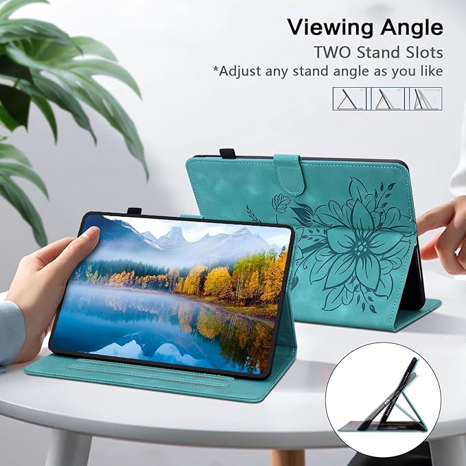 Case for Samsung Galaxy Tab A9+/ A9 Plus 11 inch 2023 SM-X210/ X215/ X216, Magnetic Clasp Stand Premium PU Leather Case with Pen Holder for Galaxy Tab A9 Plus Tablet Case, Green