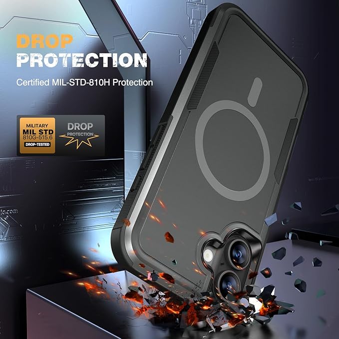 Diaclara Magnetic for iPhone 16 Plus Case, [with Privacy Screen Protector] [Anti Spy] [Military Grade Drop Protection] Heavy Duty Full-Body Shockproof Phone Case, Magnetic Black
