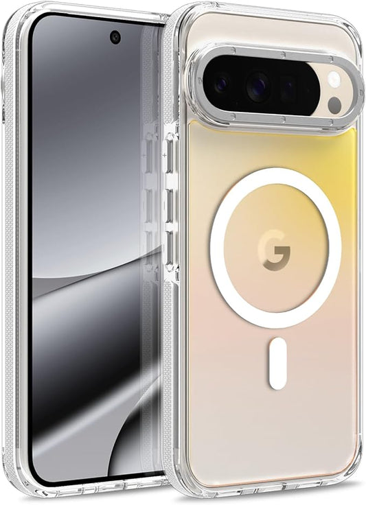 MOWIME Magnetic Case for Google Pixel 10 Pro XL [Compatible with Magsafe] [Cute Fashion Fluorescent Design] Shockproof Slim Translucent Matte Case for Pixel 10 Pro XL 6.8", White