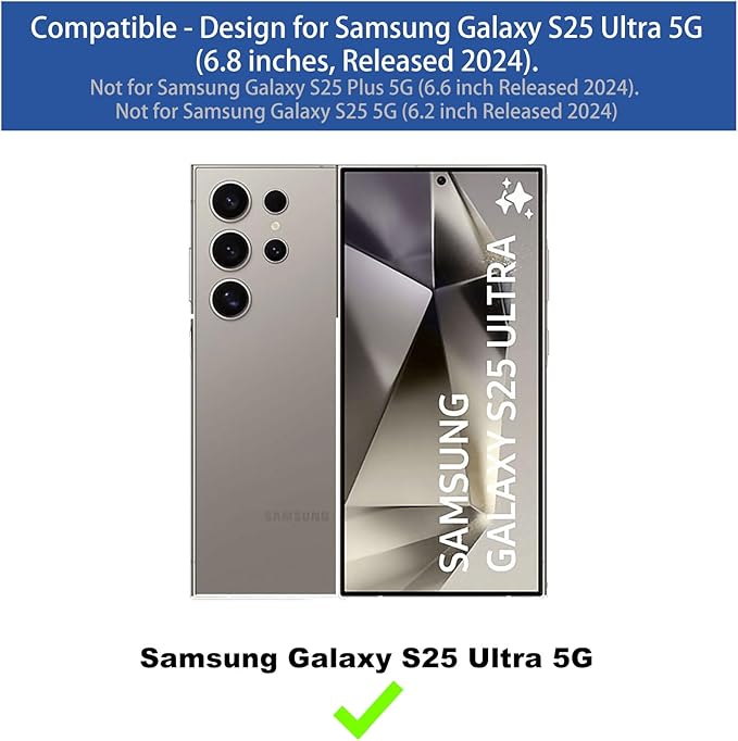 Ailiber for Samsung Galaxy S25 Ultra Case with Belt Clip, S25 Ultra Phone Case Holster with Screen Protector, Swivel Removable 2-in-1 Stand Holder, Slim Shockproof Shell Pouch Cover-Black