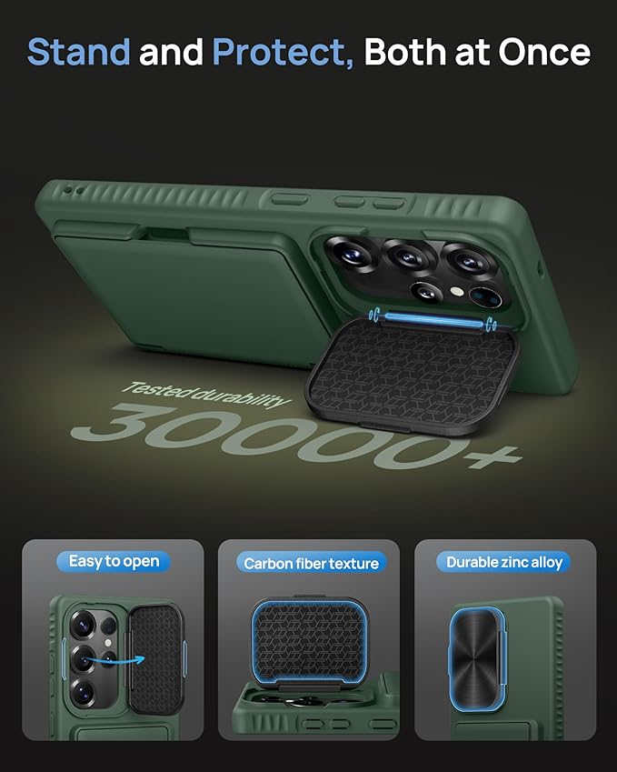 for Samsung Galaxy S25 Ultra Case Wallet with Stand, Built-in Card Holder & Camera Cover, Military Grade Drop Protection Shockproof Rugged Protective Wallet Phone Case for S25 Ultra 2025, Green