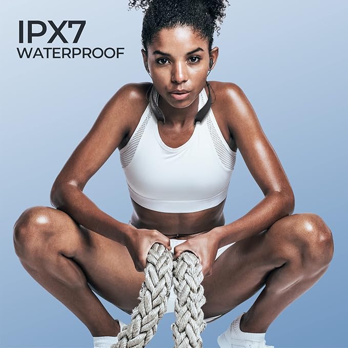 Neckband Bluetooth Headphones, Around The Neck Headphones 24H+ Playtime, Bluetooth Headsets with Call Vibration, Shark Jaw Design Wireless Earbuds+Noise Isolation/Mic/IPX7 Waterproof, 2 Pack