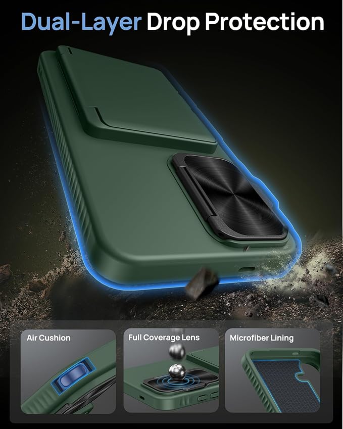 for Samsung Galaxy S25+ Plus Case Wallet with Stand, Built-in Card Holder & Camera Cover, Military Grade Drop Protection Shockproof Rugged Protective Wallet Phone Case for S25+ Plus 2025, Green