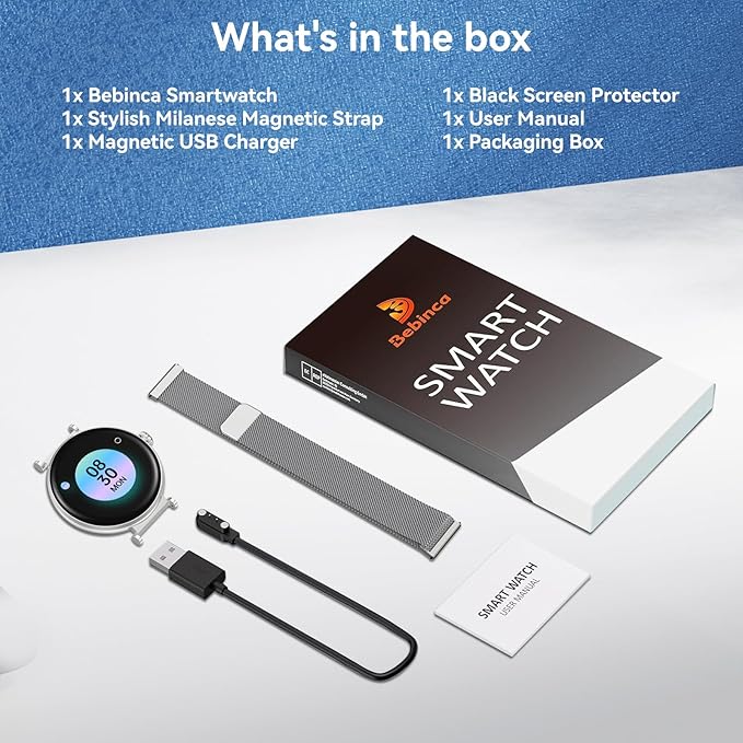 Bebinca Smart Watches for Women (Dial/Answer Calls) with Heart Rate/Sleep/Blood Oxygen Monitor, Voice Assistant Compatible with Samsung iPhone Android Phones, IP68 Waterproof(Silver)