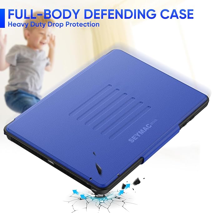 SEYMAC stock Case for Samsung Galaxy Tab A9+ Plus 11'', Auto Sleep/Wake Case with Magnetic Multi-Angles Stand, Card Slot for Galaxy Tab A9+/ A9 Plus 11'' SM-X210/X216/X218, (Blue)