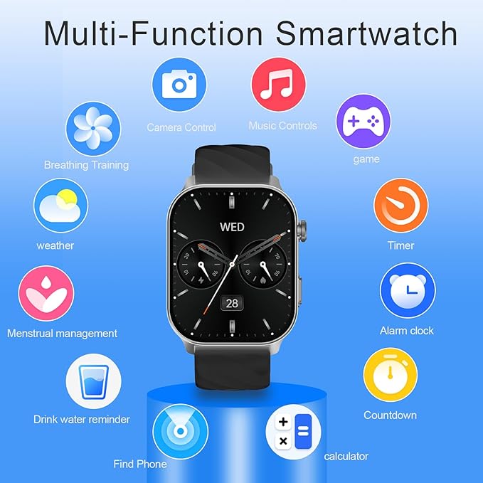 Smart Watch for Men(Answer/Make Calls),Built-in GPS,2.1" Touch Screen Fitness Tracker, Heart Rate/Sleep/SpO2 Monitor, Pedometer,110+ Sport Mode Smartwatch for Android Phone, A2