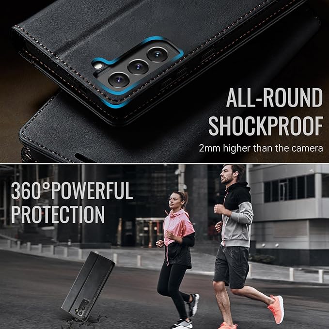 Wallet Case for Samsung Galaxy S22 Plus Leather Wallet Flip Cover with Card Holder, Kickstand, Magnetic Closure, RFID Blocking TPU Shockproof Phone Case Compatible with S22 Plus, Black