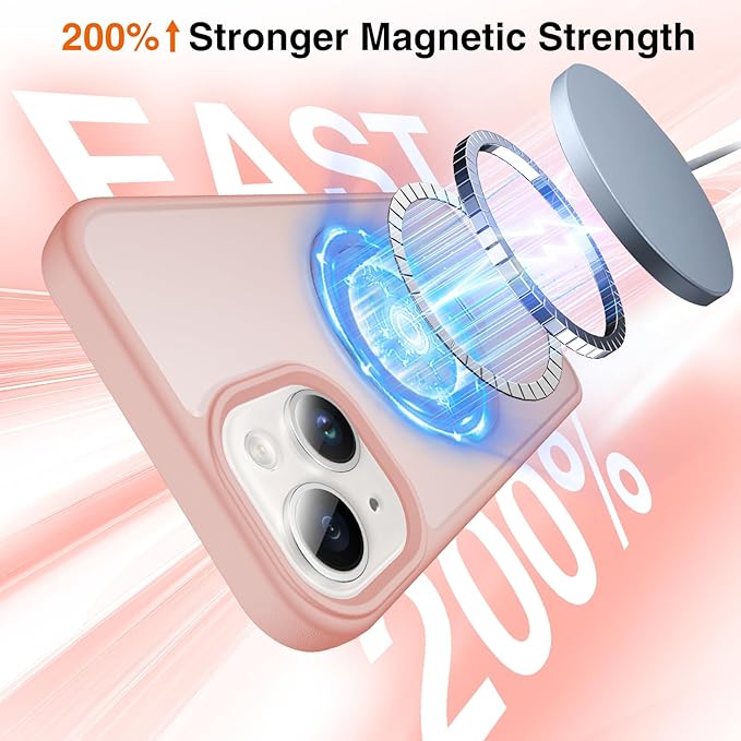360° O-Ring MagStander for iPhone 15 Case with Magnetic Kickstand Ring Holder [Compatible with MagSafe][360°Rotate Stand Ring][Military Shockproof] Magnet iPhone 15 Phone Cover Matte Pink