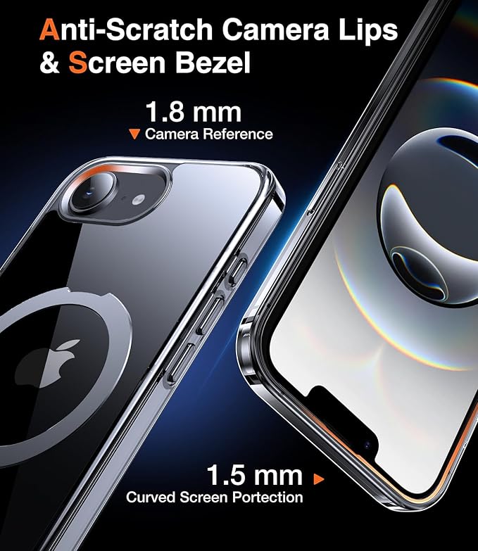 3-in-1 [Magnetic+Kickstand+Ring Holder] for iPhone 16e Case 2025 Stand Ring Holder Compatible with MagSafe, Military Shockproof Protective iPhone 16e Phone Case Kickstand Cover Clear