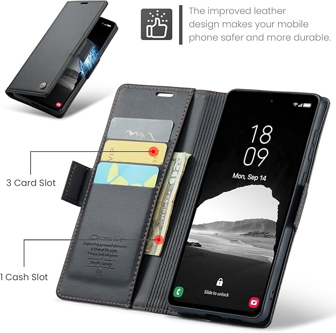 for Samsung Galaxy A35 5G Case, Premium PU Leather Wallet Case Flip Cover with [RFID Blocking][Card Holder][Stand Function] Shockproof Protective for Samsung Galaxy A35, Black