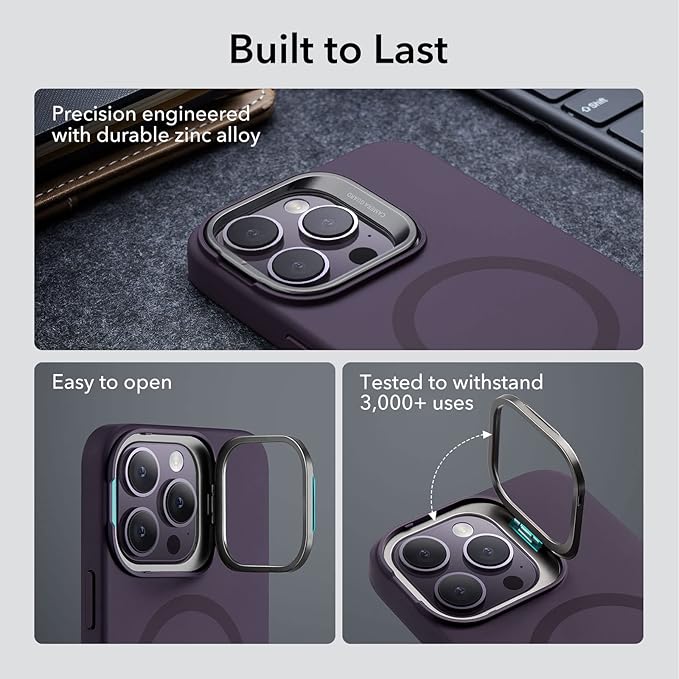 ESR for iPhone 14 Pro Max Case,Compatible with MagSafe Case with Silicone,Military-Grade Protection,Built-in Camera Ring Stand,Magnetic Phone Case for 14 Pro Max,Cloud Kickstand Case HaloLock Purple