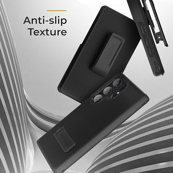 MOTIVE Designed for Samsung Galaxy s24 Ultra Case with Belt Clip, Compatible with MagSafe, Dual-Layer 10FT Military Grade Drop Protection, Shockproof s24 Holster Case 6.8” | Black