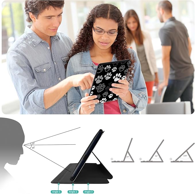 Case for Lenovo Tab P11 Plus Case 2021 (TB-J616F / J616X), 360 Degree Rotating Folding Stand,with Auto Sleep/Wake Case for Lenovo Tab P11 11” 2020 (TB-J606F TB-J606X),Gray Paw Print