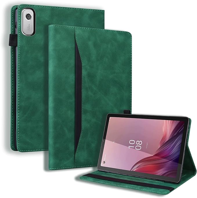 Case for Lenovo Tab M9 HD (9.0 inch) TB-310FU Tablet Premium PU Leather Protective Case Folio Flip Business Case Tablet Sleeve with Card Pocket Pen Holder, Vintage Green