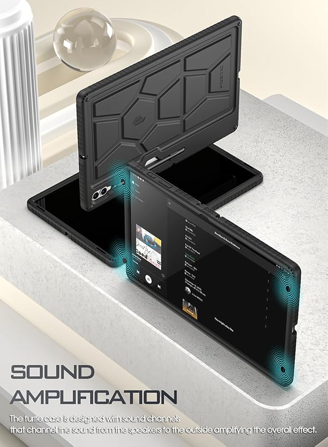 Poetic TurtleSkin Case for Samsung Galaxy Tab S10 Ultra (2024 Release) / S9 Ultra (2023 Release) 14.6 inch Case with S Pen Holder, Heavy Duty Shockproof Kids Friendly Protective Silicone Cover, Black