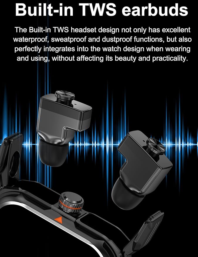 ZJX Smart Watch with Earbuds,2.01" HD Touch Screen Headset Sports Smart Watch for Man Women for iPhone Android,Bluetooth Fitness Tracker Smartwatch, Message Notification, Answer, Dial Calls