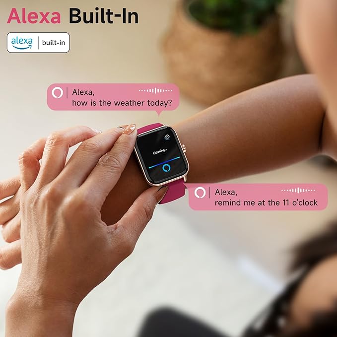 Smart Watches for Women Android & iPhone, Alexa Built-in, 1.85" Fitness Tracker with Answer/Make Calls, IP68 Waterproof Fitness Watch,Heart Rate, Sleep, SpO2 Monitor,Pedometer, Red