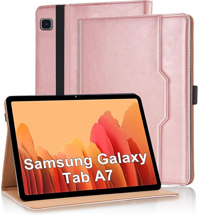 Tablet Case for Samsung Galaxy Tab A7 10.4 Inch 2020 (SM-T500/T505/T507) PU Leather Folio Flip Cover for Tab A7 SM T500 Multi-Angle Stand with Card Pocket ＆ Hand Starp,Rose Gold