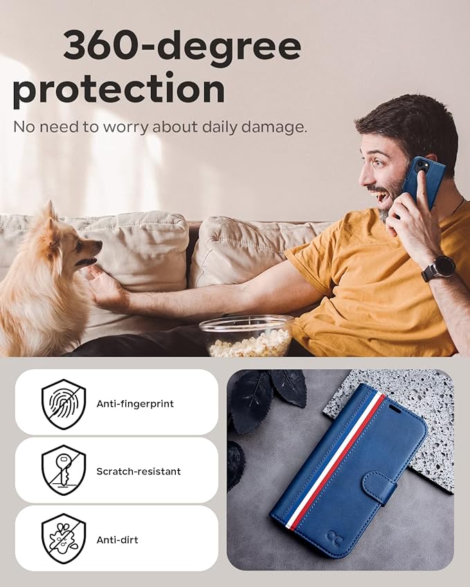 OCASE Compatible with iPhone 14 Wallet Case, PU Leather Flip Folio Case with Card Holders RFID Blocking Kickstand [Shockproof TPU Inner Shell] Phone Cover 6.1 Inch 2022 (Spliced Blue)