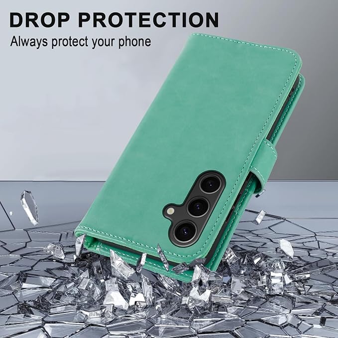 MONASAY Wallet Case Fit for Samsung Galaxy S23 FE 6.4 inch 5G,[RFID Blocking] Flip Folio Leather Cell Phone Cover with Credit Card Holder, Mint