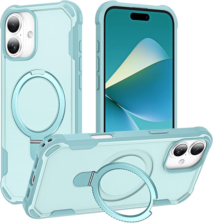 Compatible with iPhone 16 Plus Case with Invisible Magnetic Ring Stand [Compatible with Magnetic] [Military Drop Protection] Shockproof Slim Hard Back Soft Edge Case 6.7 Inch, Blue