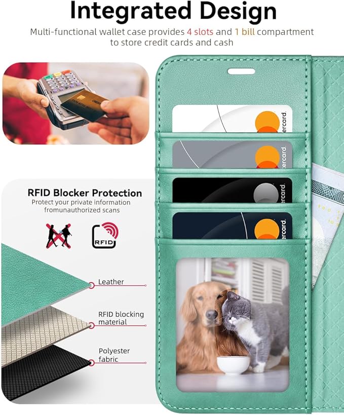 OCASE Compatible with Galaxy S25 FE Wallet Case, PU Leather Flip Folio Case with Card Holders RFID Blocking Kickstand [Shockproof TPU Inner Shell] Protective Phone Cover 2025, Green