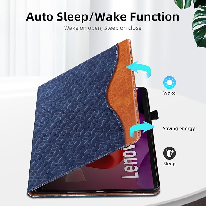 Case for Lenovo Tab P12 12.7 inch (TB370FU),Retro Folio Shell for Lenovo Xiaoxin Pad Pro 12.7 inch Multi-Angle Stand Cover PU Leather with Card Pocket,Blue