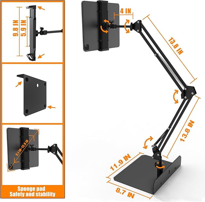 Phone and Tablet Stand for Home Office Desk、Bed、Sofa。Double Weight Base, Can Be Vertical, Hidden Clip.Adjustable Height, Angle, Suitable for Amazon Kindle Fire or 6-11 inch Device Accessories