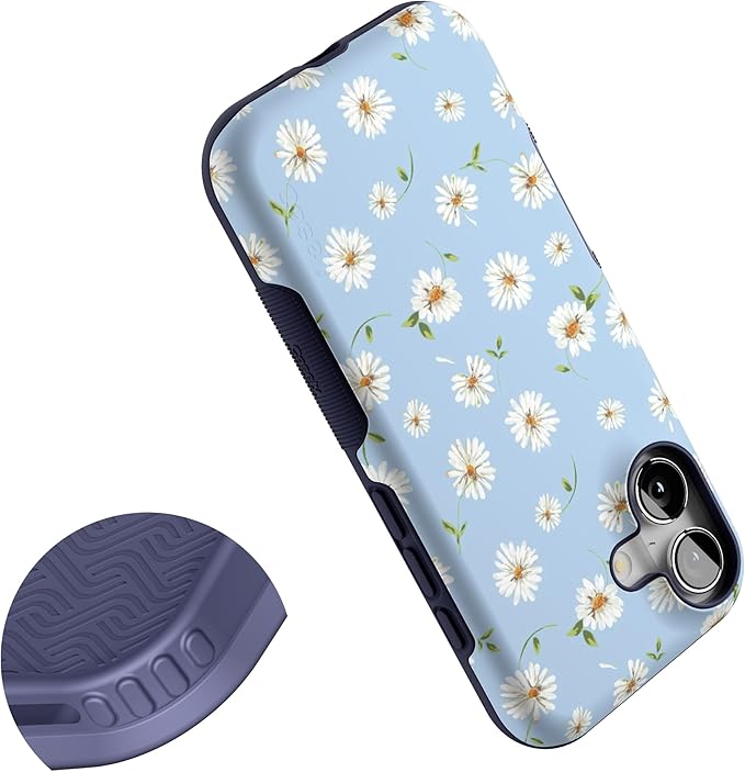 Casely iPhone 17 Case | Daisy Daydream | Baby Blue Floral | Bold Protective Design | Compatible with MagSafe