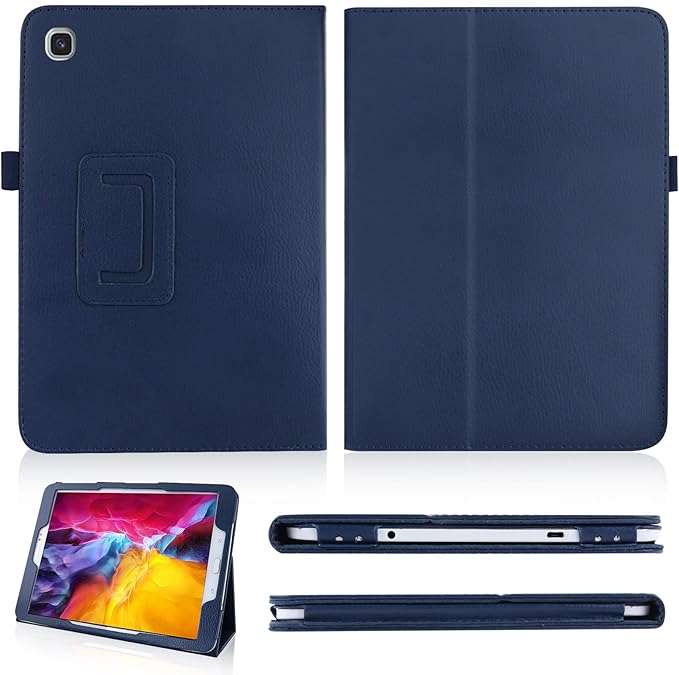 Slim Leather Case for Samsung Galaxy Tab A7 Lite 8.7'' 2021 (SM-T220 T225 T227), Multi-Angle Stand Full-Protective Tablet Cover Book Case with Stylus Pen,Screen Film (Blue)