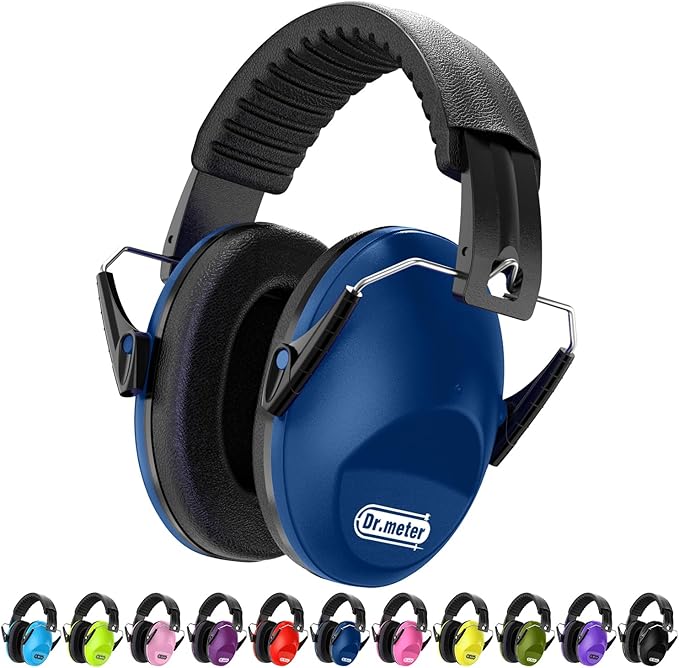 Dr.meter Ear Muffs for Noise Reduction: SNR27.4 Noise Cancelling Headphones for Kids with Adjustable Headband, Hearing Protection Earmuffs for Monster Truck, Fireworks and Kids Autism, Dark Blue