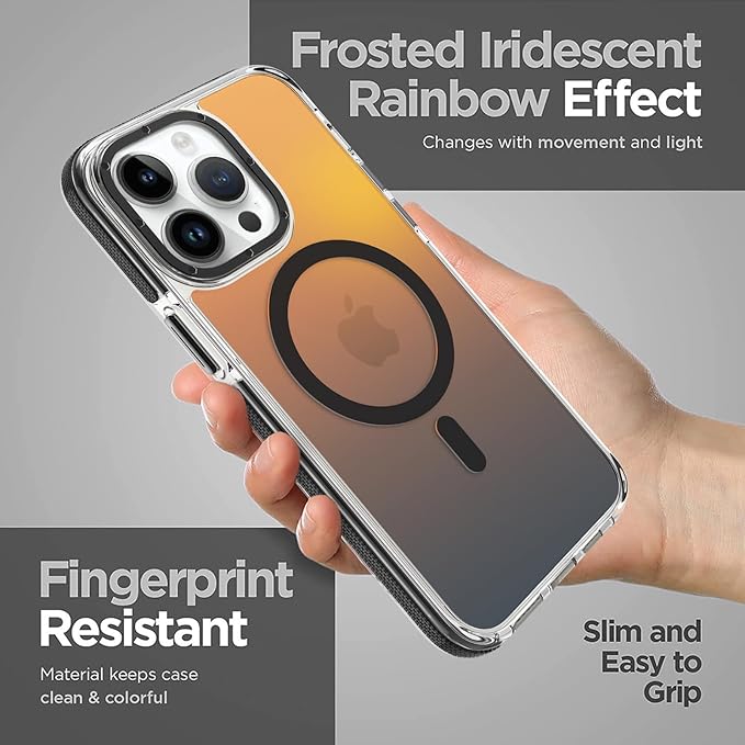 MOWIME Magnetic Case for iPhone 13 Pro [Compatible with Magsafe] [Cute Fashion Fluorescent Design] [1 Screen Protector] Slim Translucent Matte Case for iPhone 13 Pro 6.1" 2021, Black