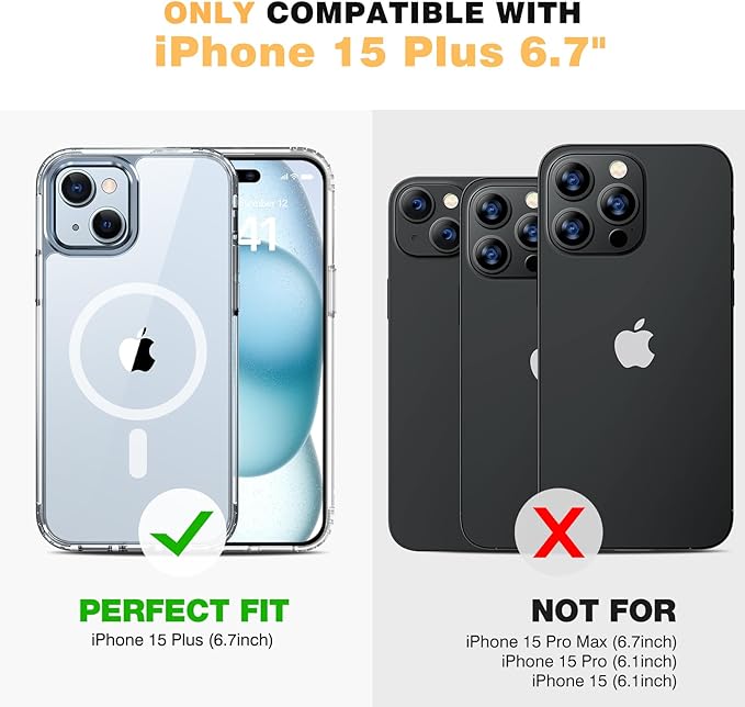 Diaclara Designed for iPhone 15 Plus Case with Magnetic Ring, [with Privacy Screen Protector] [Anti Spy] [Military Grade Drop Protection] Heavy Duty Full-Body Shockproof Phone Case, Clear