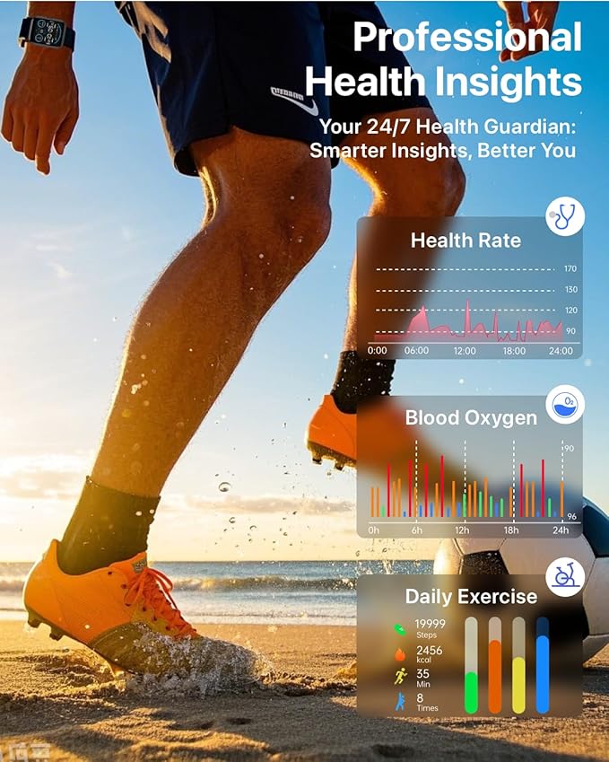 Smart Watches for Men Women - 1.83" HD Dynamic Dial 2025 Fitness Tracker with 100 Sports Modes, Heart Rate/Sleep Monitor, IP68 Waterproof, Bluetooth Call & Music Control for iPhone/Android