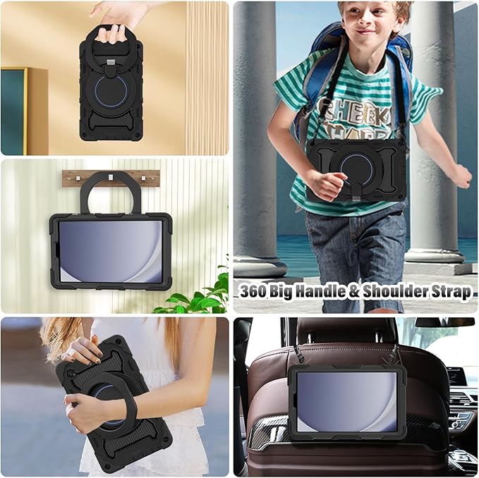 ROISKIN Case for Samsung Galaxy Tab A9 (8.7 Inch) with HD Screen Protector & Shoulder Strap,Kids Friendly Case for Samsung Tablet A9 SM-X110/X115/X117 with 360 Kickstand,Heavy Duty Drop Protection