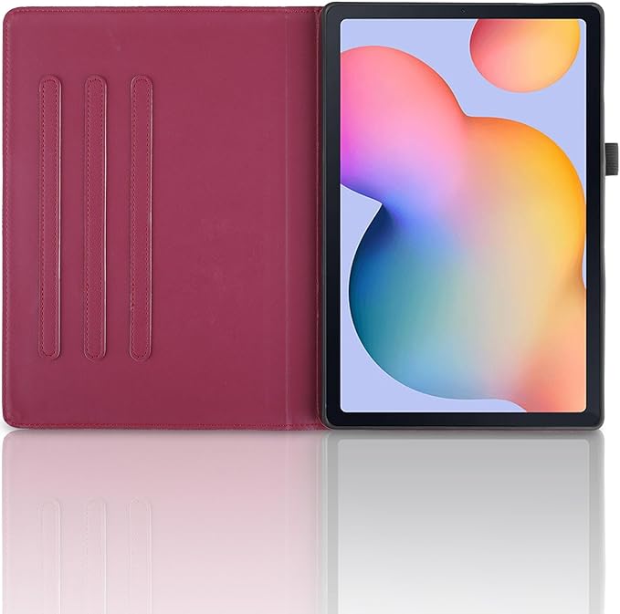 Rotating Case for Samsung Galaxy Tab A7 10.4'' 2022/2020 PU Leather Protective Cover Lightweight Flip Stand with Card Holder for Galaxy Tablet Model T500/T503/T505/T507-Red