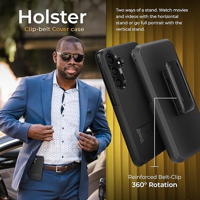 MOTIVE Compatible with Samsung Galaxy s25 case Holster, [10FT Military Grade Drop Protection] with Screen Protector, for s25 Belt Clip case 6.2” | Ranger V2 [Fits s24 Phone]