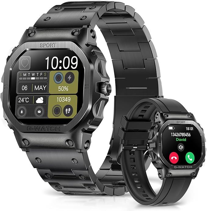 Smart Watches for Men (Answer/Make Calls), 1.57''HD Smart Watch for Android and iPhone, 24/7Fitness Watches with IP68/Heart Rate/Sleep Monitor/Steps Monitor/Pedometer/100+Sport Modes (Gray)