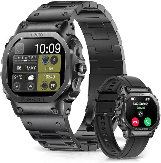 Smart Watches for Men (Answer/Make Calls), 1.57''HD Smart Watch for Android and iPhone, 24/7Fitness Watches with IP68/Heart Rate/Sleep Monitor/Steps Monitor/Pedometer/100+Sport Modes (Gray)