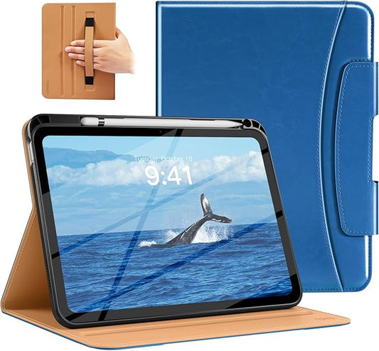 MoKo for iPad (A16) 11th Generation Case 11 inch 2025, iPad 10th Generation Case 10.9" 2022 with Pencil Holder & Pocket, Premium Leather Folio Stand Cover, Multiple Viewing Angles, Abyss Blue